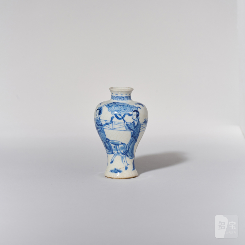 清康熙 浆胎青花昭君出塞图小梅瓶 - 图3